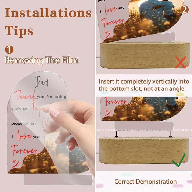 UUBAO Customized Acrylic Night Light Gifts Personalized Father's Day Gifts Acrylic LED Gifts for Dad