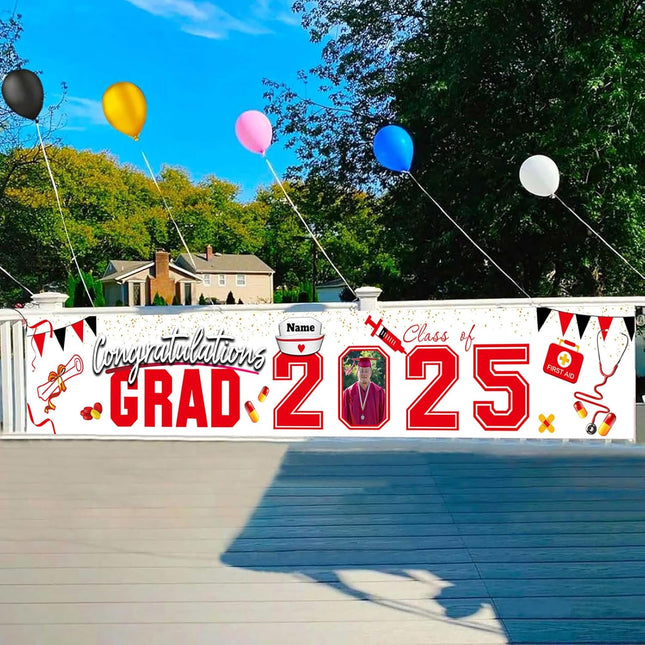 UUBAO Custom Nurse/Medical Students Graduation Party Backdrop Banner 2025 Photo Booth Prop Wall Decorations Indoor/Outdoor