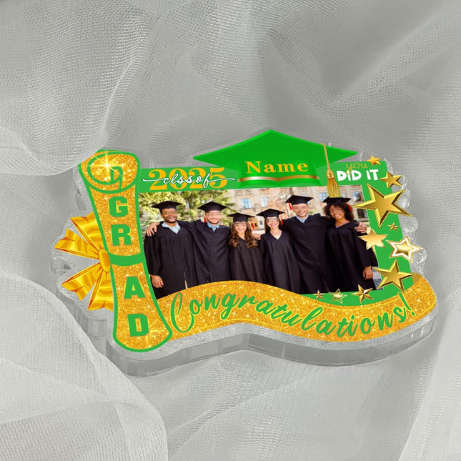 UUBAO Customized Graduation Plaque with Photo Crystal Desktop Keepsake Gift (Light Green)