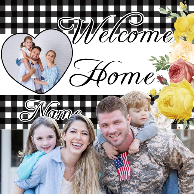 UUBAO Custom Welcome Home Banner Decorations Sunflower Yard Sign Sunflower Banner for Military Homecoming Deployment Returning Party Supplies