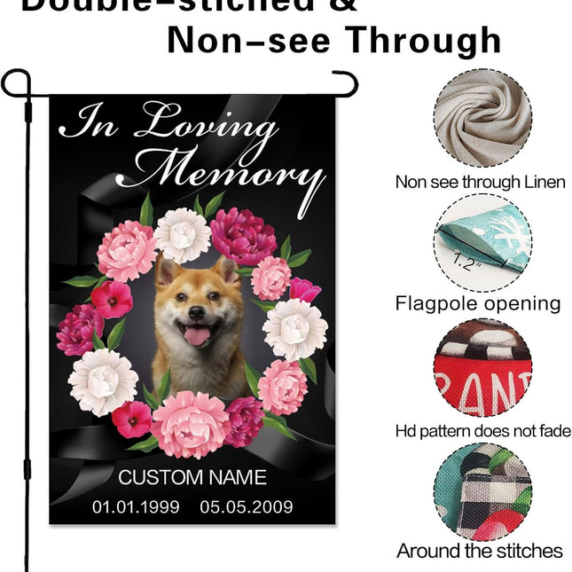 UUBAO Custom Memorial Pet Garden Flags Personalized Decorative Gifts for Dog/Cat Funerals