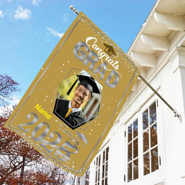 UUBAO Custom Graduation Garden Flag with Photo Class of 2025 Congrats Grad Double Sided Yard Flag Decorative Gifts (Champagne)