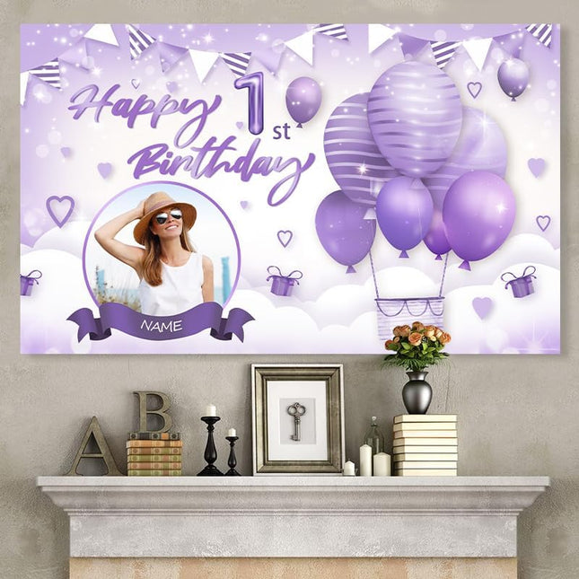 UUBAO Custom Happy Birthday Banner Backdrop Party Indoor Outdoor Car Decoration Supplies for Girl Women Boy