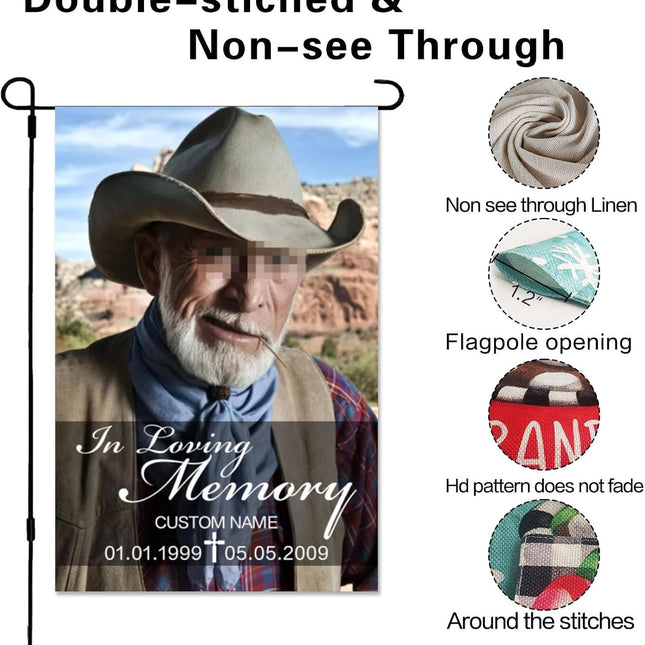 UUBAO Custom Memorial Funeral Flags - Personalized and Customized Burlap Flags for Memorial and Funeral Decoration