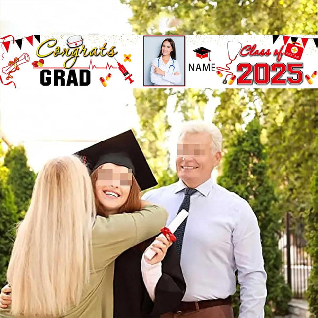UUBAO Custom Nurse/Medical Students Graduation Party Backdrop Banner 2025 Photo Booth Prop Wall Decorations Indoor/Outdoor