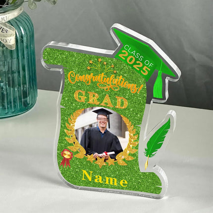 UUBAO Personalized Graduation Gift Class of 2025 Desk Paperweight Farewell Memorial Decorative Signs Plaques with Photo (Light Green)