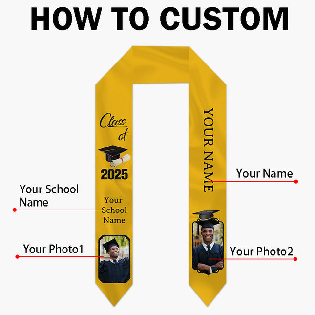 UUBAO Personalized Graduation Stole Class of 2025 Custom Academic Ceremony Shawl for Graduations Formal Events(Pink)