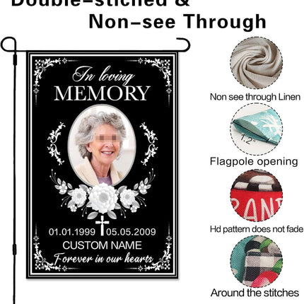 UUBAO Custom Memorial Funeral Flags - Personalized and Customized Burlap Flags for Memorial and Funeral Decoration