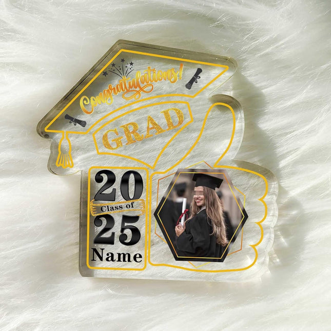 UUBAO Personalized Graduation Decorative Signs Plaques Class of 2024 Desk Paperweight Farewell Memorial Gift with Photo(Yellow)