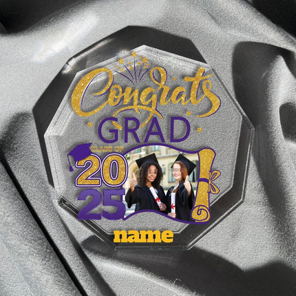 UUBAO Personalized Graduation Gift Class of 2025 Desk Paperweight Farewell Memorial Decorative Signs Plaques with Photo (Purple)