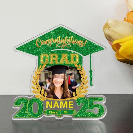 UUBAO Customized Graduation Plaque with Photo Crystal Desktop Keepsake Gift (Dark Green)