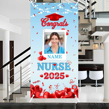 UUBAO Custom Nurse/Medical students Graduation Party Decorations Class of 2025  Front Door Porch Sign Backdrop Banner