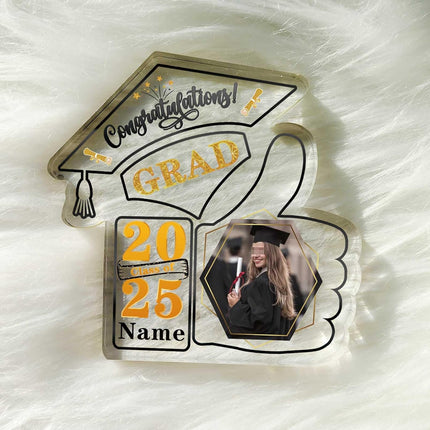 UUBAO Personalized Graduation Decorative Signs Plaques Class of 2024 Desk Paperweight Farewell Memorial Gift with Photo(Black and Gold)
