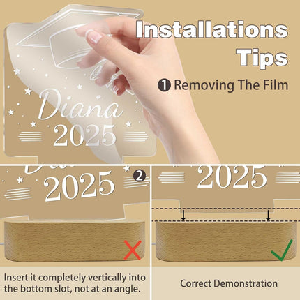 UUBAO Personalized Graduation Lamp Gifts for Her or Him Class of 2025 Custom Name College & Year Congrats Grad 3D Illusion Night Light Decoration for High School Graduation or University (Scroll)