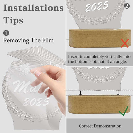 UUBAO Personalized Graduation Lamp Gifts Class of 2025 Custom Name College(Ear of Wheat)