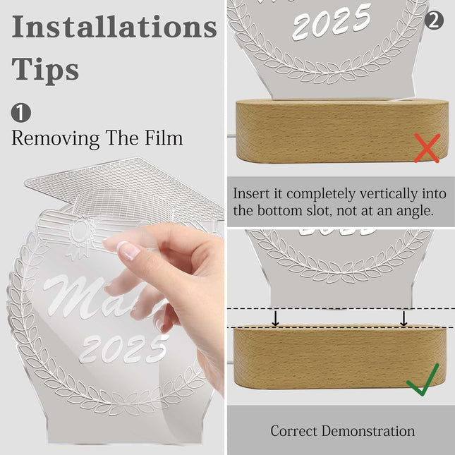 UUBAO Personalized Graduation Lamp Gifts Class of 2025 Custom Name College(Ear of Wheat)