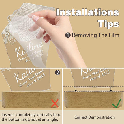 UUBAO Personalized Graduation Lamp Gifts for Her or Him Class of 2025 Custom Name College & Year Congrats Grad 3D Illusion Night Light Decoration for High School Graduation or University (Mortarboard)