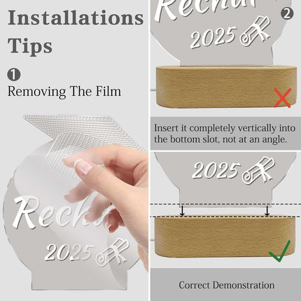 UUBAO Personalized Graduation Lamp Gifts for Her or Him Class of 2025 Custom Name College & Year Congrats Grad 3D Illusion Night Light Decoration for High School Graduation or University (Mortarboard)