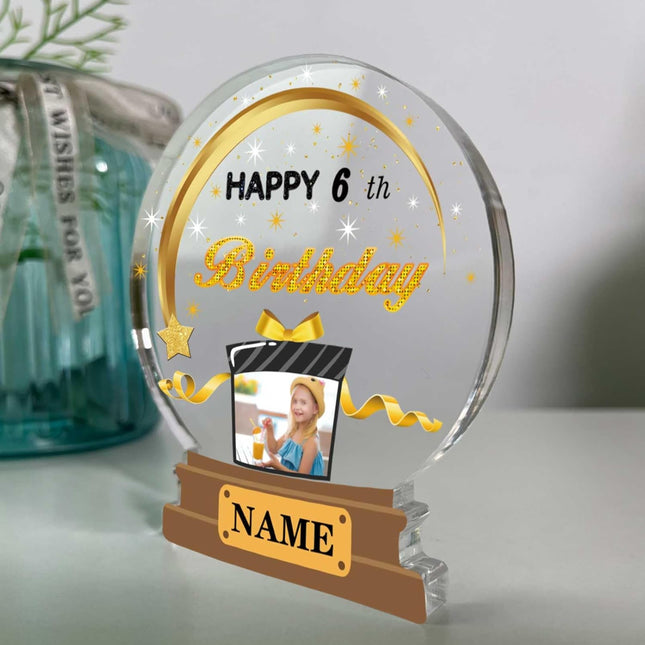 UUBAO Customized Birthday Gift Acrylic Plaque Custom Picture Crystal Desktop Keepsake Gift Birthday Decorations(Yellow)