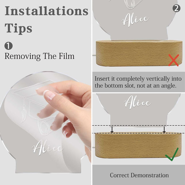 UUBAO Personalized Graduation Lamp Gifts for Her or Him Class of 2025 Custom Name College & Year Congrats Grad 3D Illusion Night Light Decoration for High School Graduation or University (Scroll)