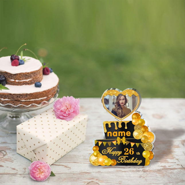 UUBAO Custom Happy Birthday Acrylic Plaque Desktop with Photo Personalized  Birthday Gift Ideas Keepsake Paperweight Sign(Yellow)