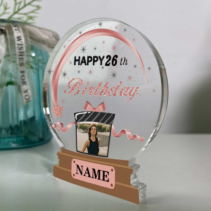 UUBAO Customized Birthday Gift Acrylic Plaque Custom Picture Crystal Desktop Keepsake Gift Birthday Decorations(Pink)