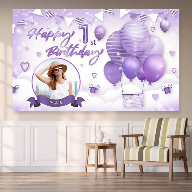 UUBAO Custom Happy Birthday Banner Backdrop Party Indoor Outdoor Car Decoration Supplies for Girl Women Boy